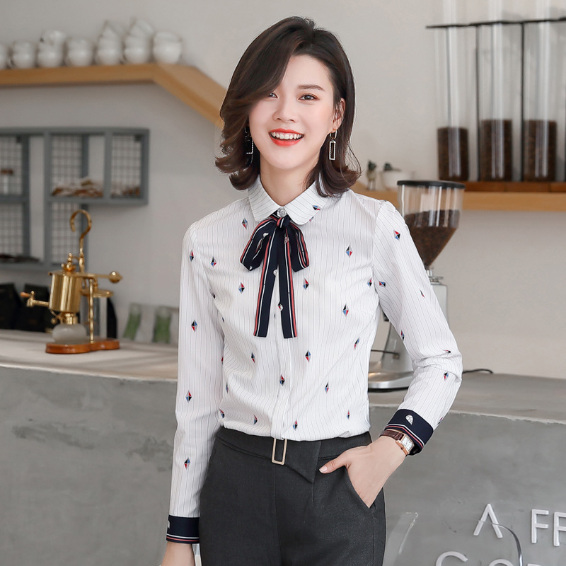 Spring stripe printing mixed colors shirt for women