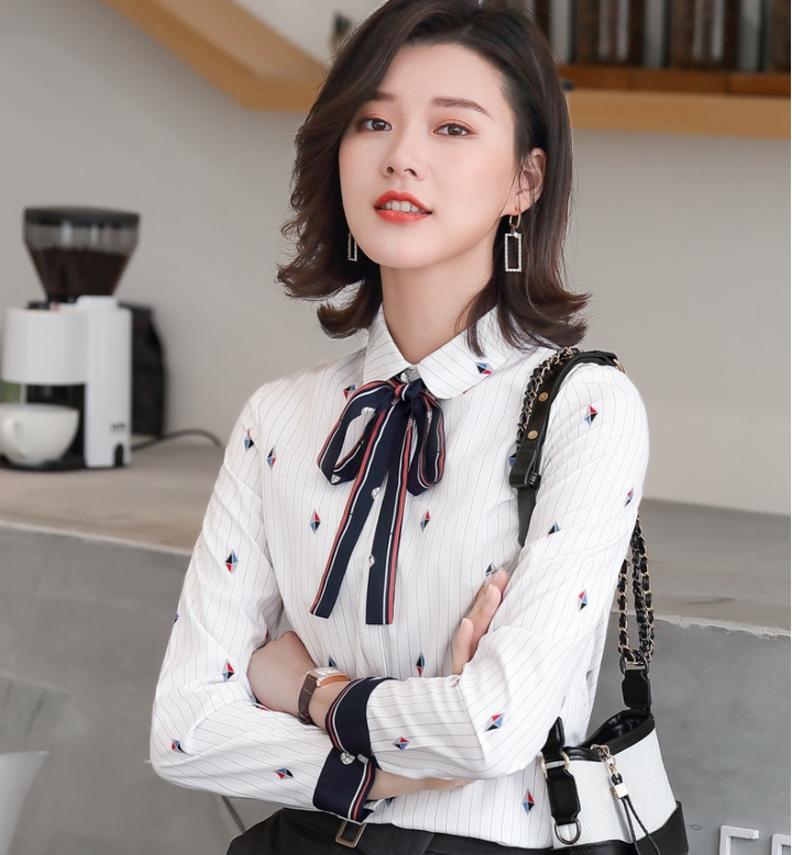 Spring stripe printing mixed colors shirt for women