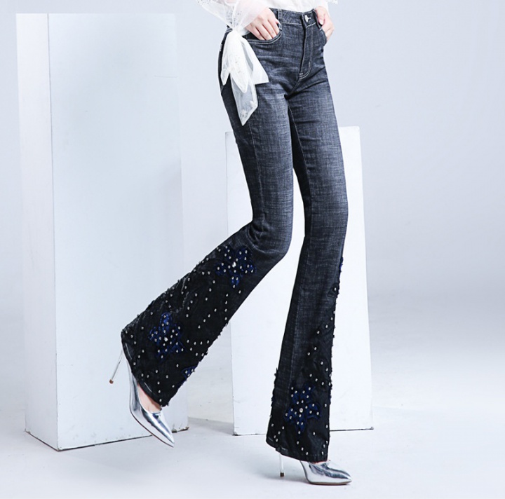 Autumn black long pants high waist jeans for women