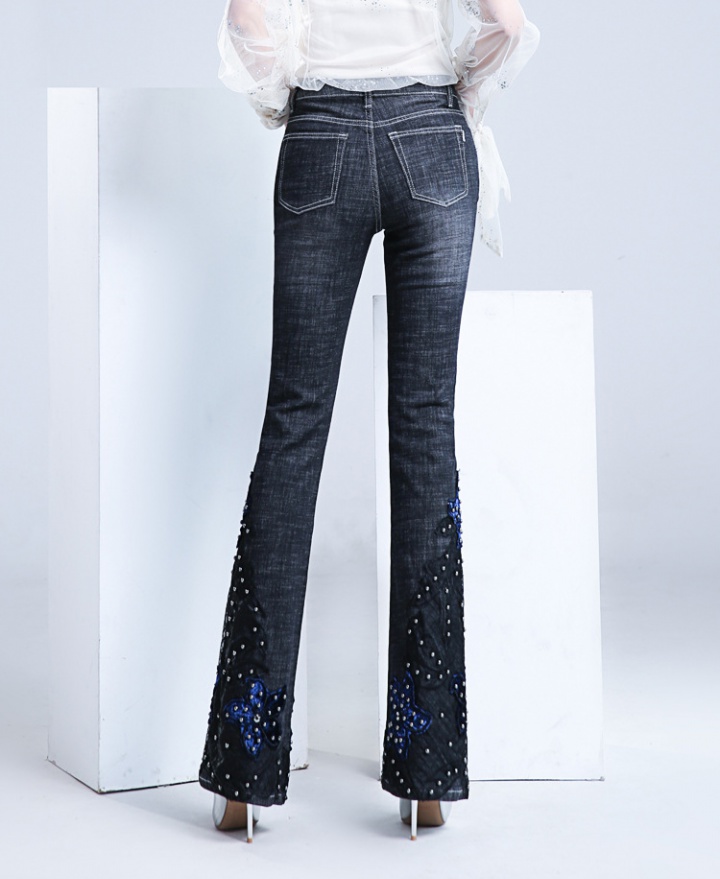 Autumn black long pants high waist jeans for women