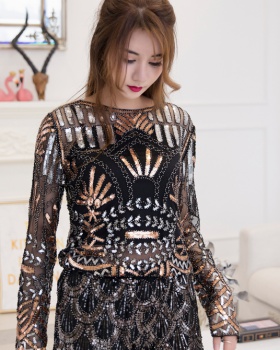 Spring and autumn beading small shirt embroidery tops