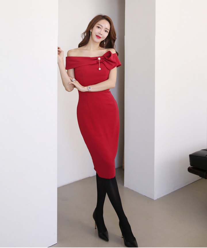 Korean style slim dress package hip formal dress