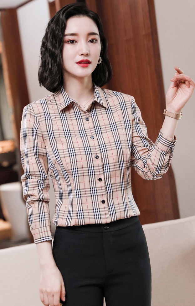 Plaid commuting shirt temperament business suit for women