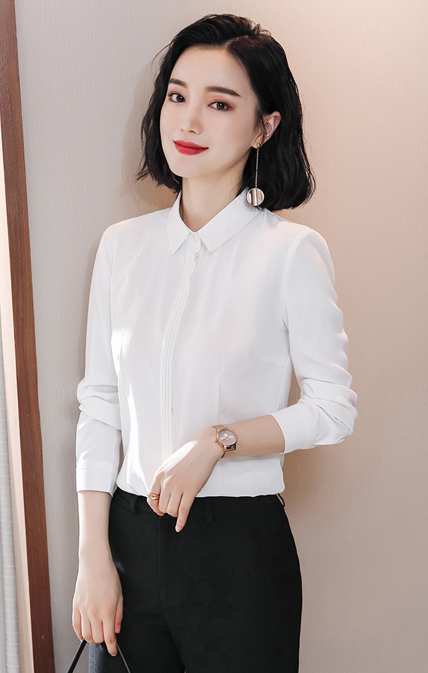 Fashion chiffon tops white all-match shirt for women