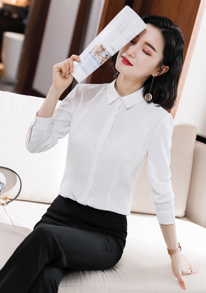 Fashion chiffon tops white all-match shirt for women
