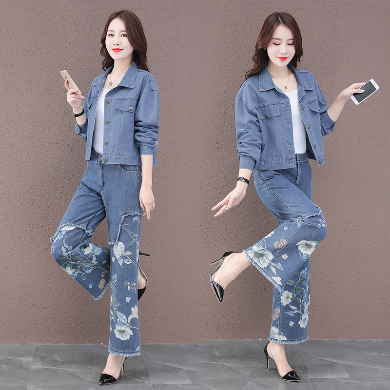 Korean style loose coat autumn wide leg pants 2pcs set