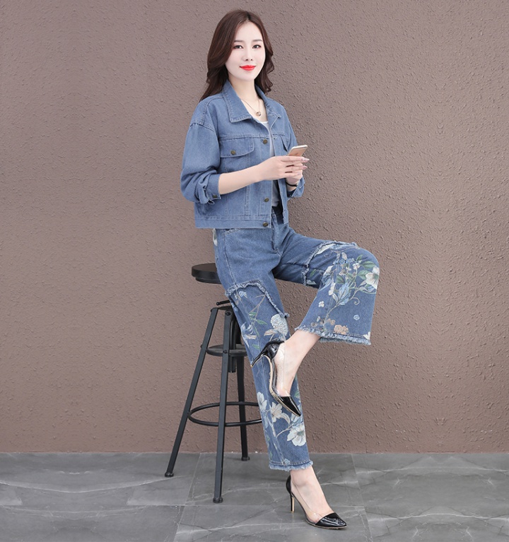Korean style loose coat autumn wide leg pants 2pcs set