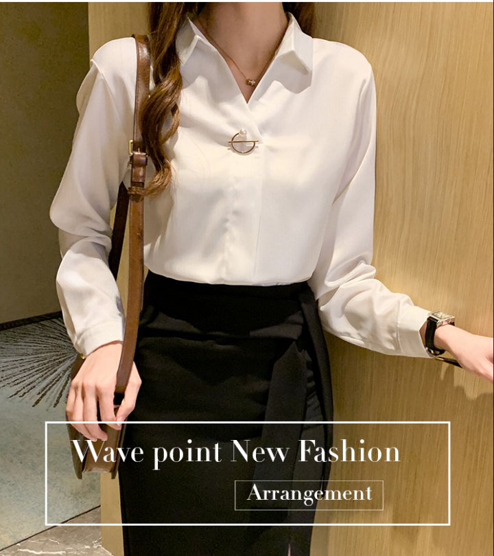 Korean style V-neck shirt spring slim tops for women