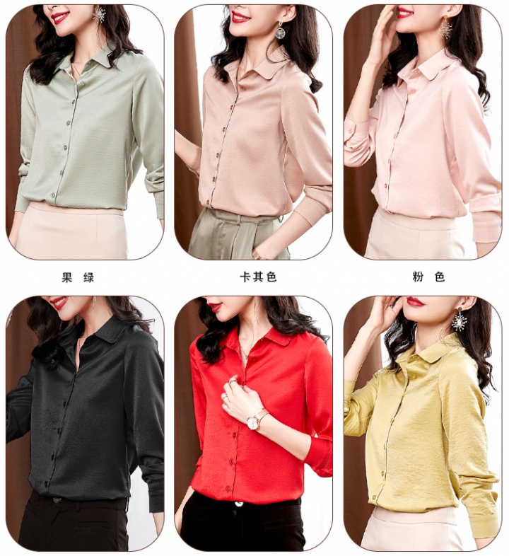 Spring satin business suit Casual pure shirt for women