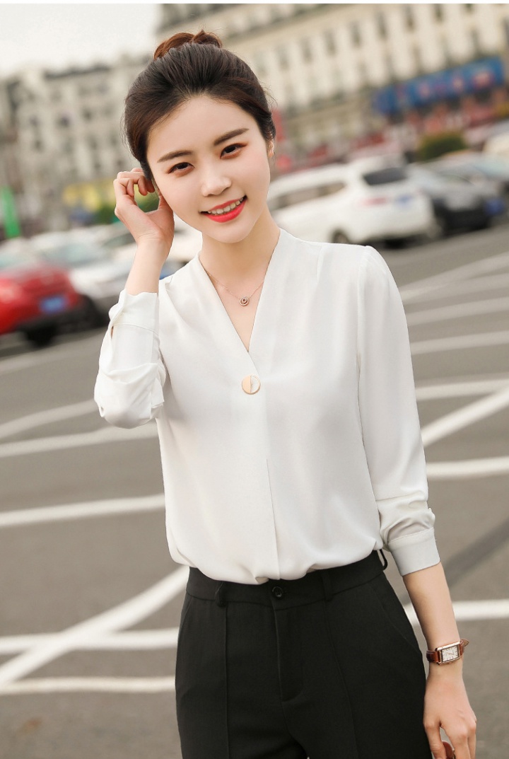 Autumn blue chiffon shirt white shirt for women