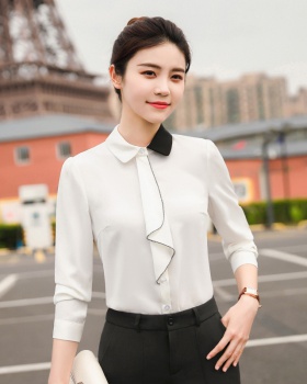 Casual business suit contrast color collar shirt for women