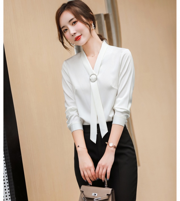 Thin white tops profession long sleeve shirt for women