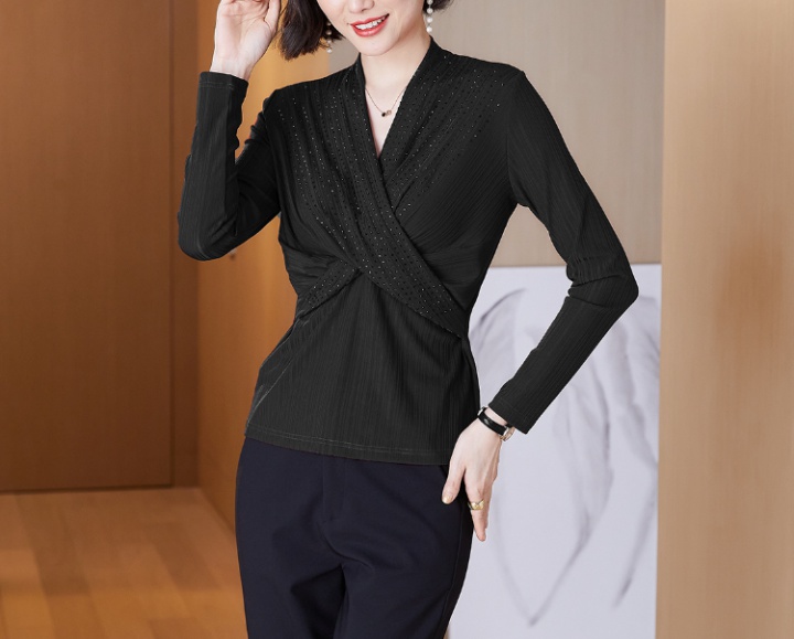 Rhinestone tops knitted bottoming shirt for women