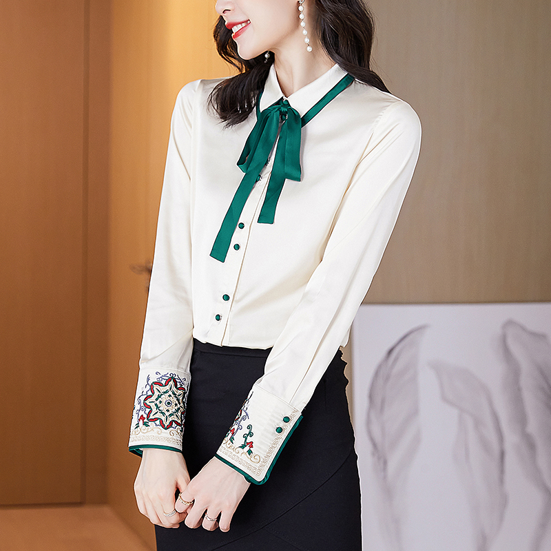 Spring frenum business suit pure real silk shirt for women