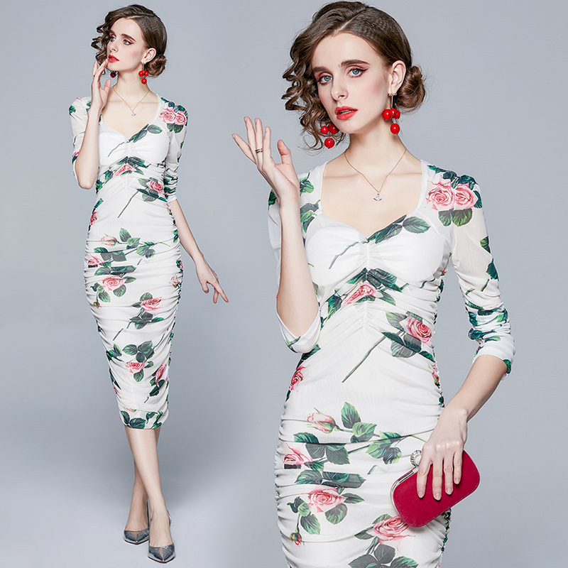 European style spring and summer gauze dress for women