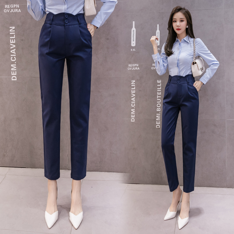 High waist fashion suit pants slim long pants for women