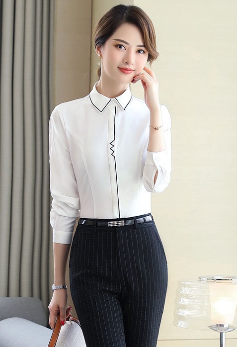 Business white shirt long sleeve business suit for women