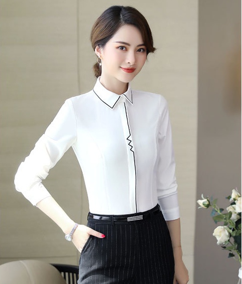 Business white shirt long sleeve business suit for women