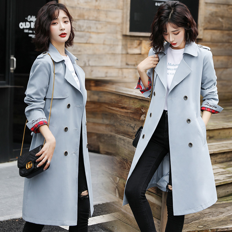 Korean style windbreaker lapel coat for women