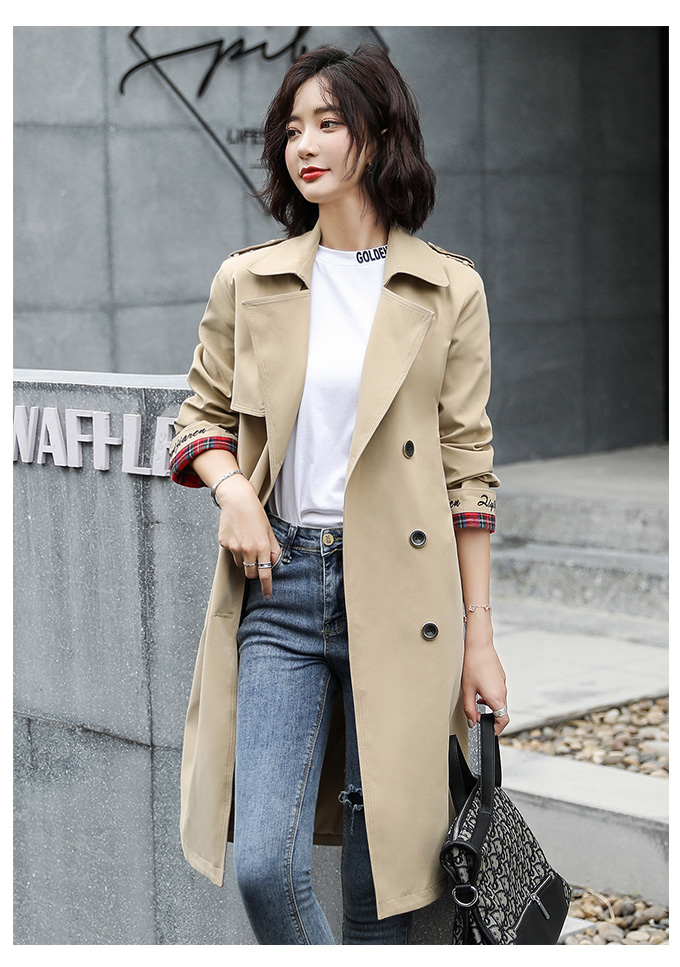 Korean style windbreaker lapel coat for women