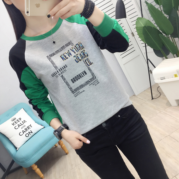 Printing pullover tops spring long sleeve T-shirt for women