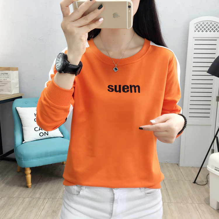 Round neck large yard hoodie long sleeve tops for women
