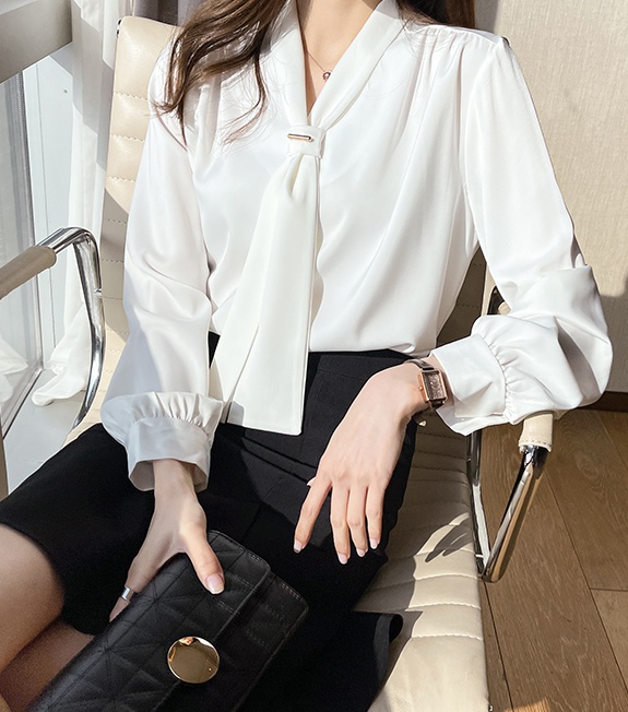 Silky fashion temperament drape Korean style shirt