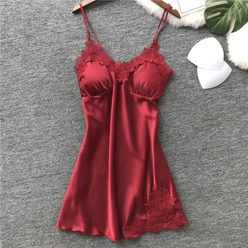 Sexy night dress with chest pad pajamas for women
