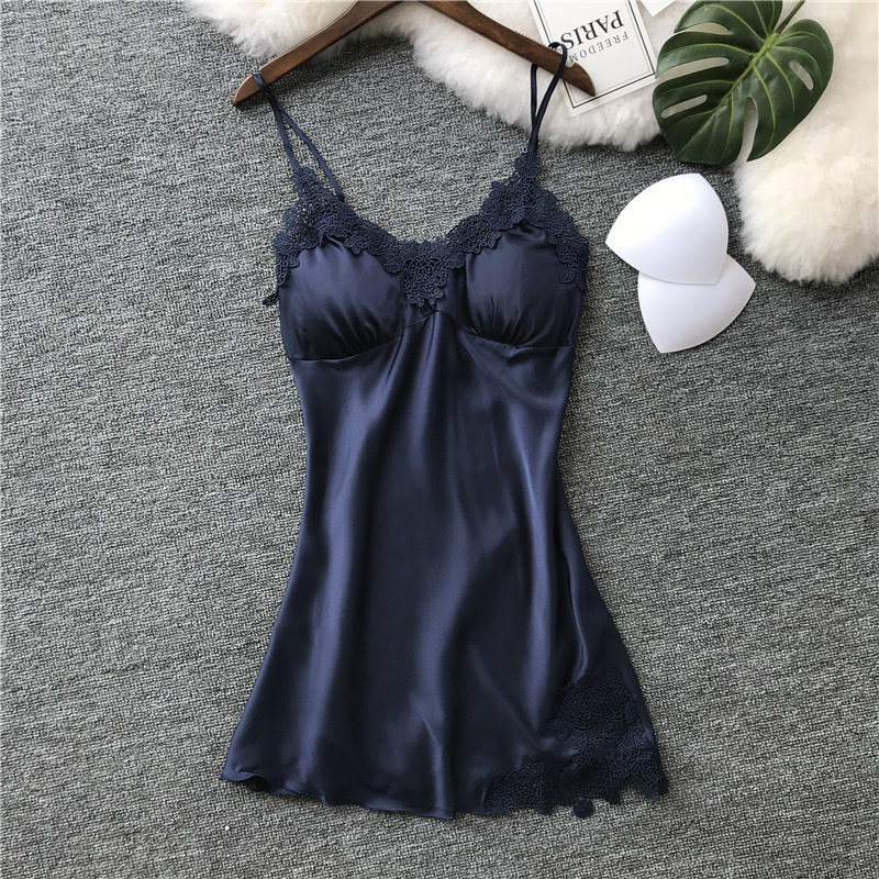Sexy night dress with chest pad pajamas for women