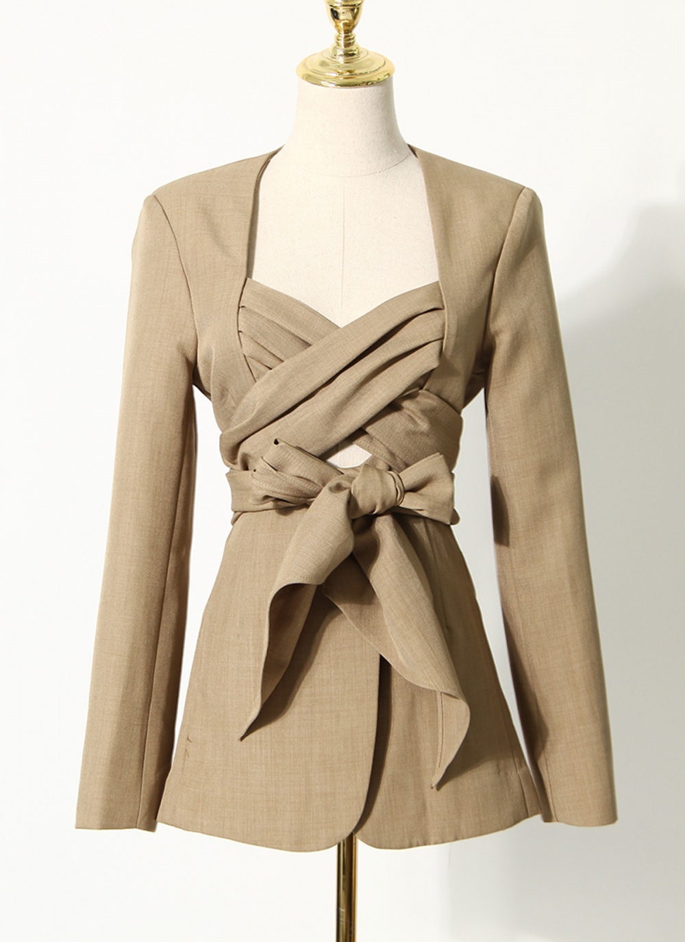 Slim bandage simple business suit bow pure personality coat