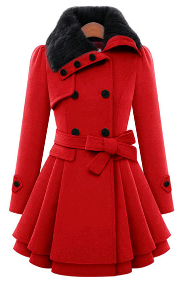 Woolen overcoat European style windbreaker for women