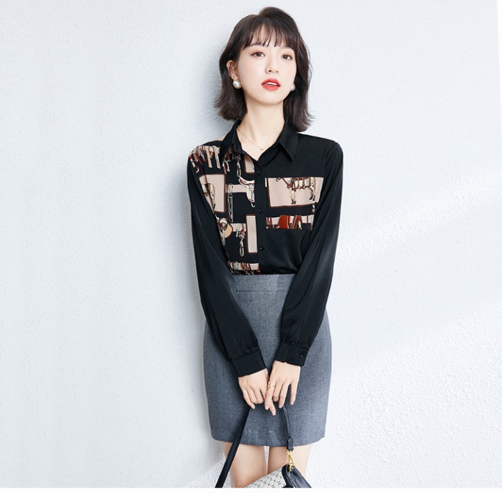 Korean style spring tops retro long sleeve shirt