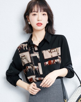 Korean style spring tops retro long sleeve shirt