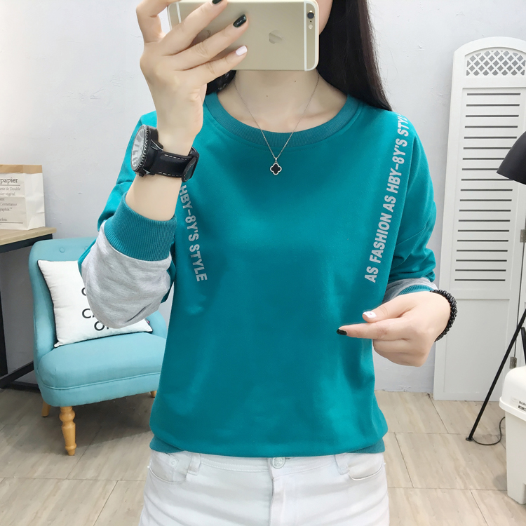 Round neck hoodie long sleeve T-shirt for women