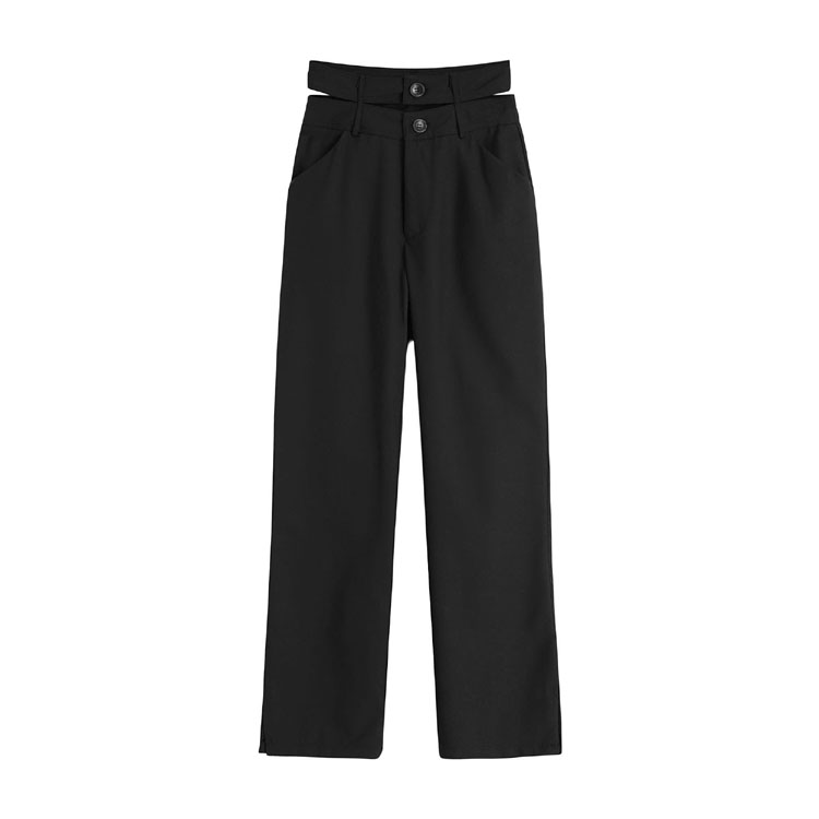 Spring and summer slit long pants black suit pants for women
