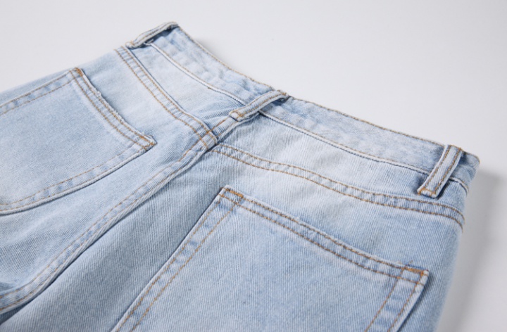 High waist slim jeans holes Korean style pants for women