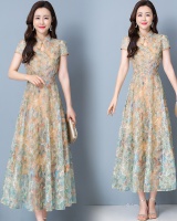 Long retro spring and summer cheongsam lace slim dress for women