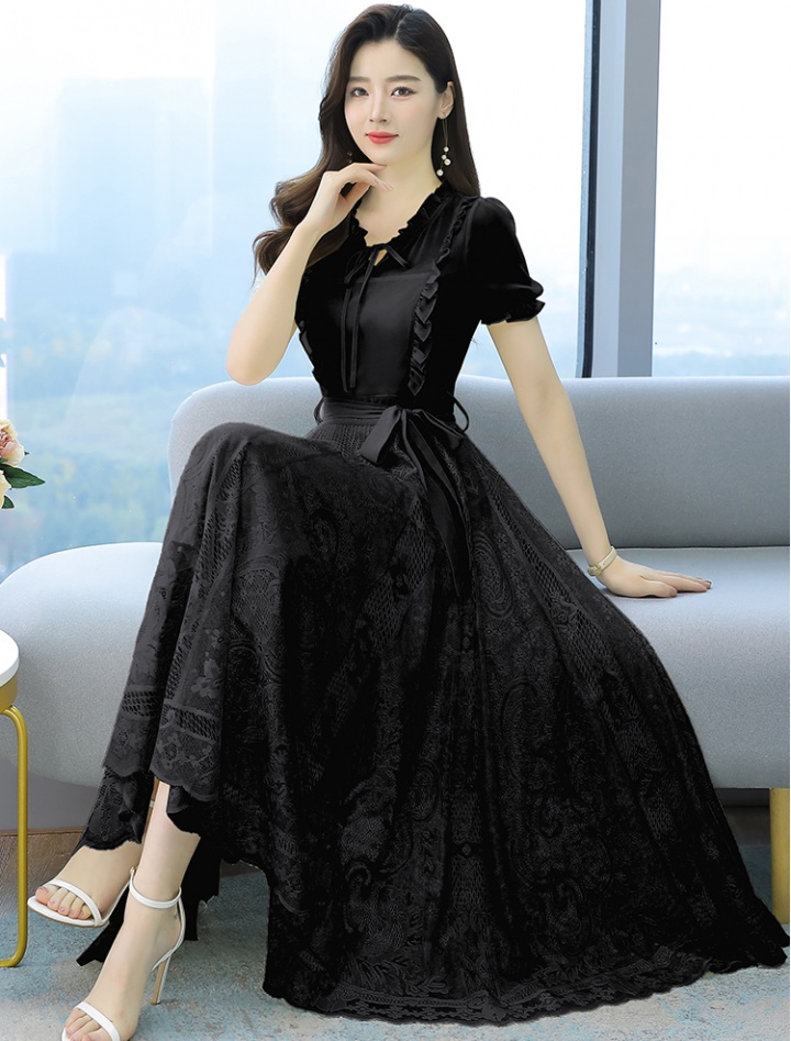 Short sleeve spring and summer splice fashion dress