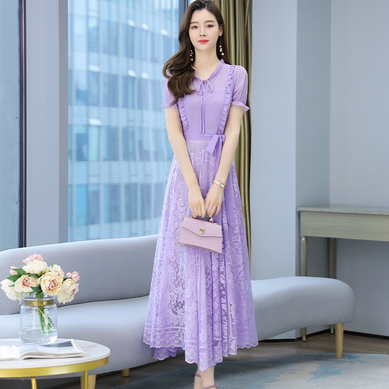 Short sleeve spring and summer splice fashion dress