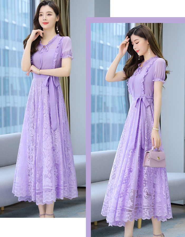 Short sleeve spring and summer splice fashion dress