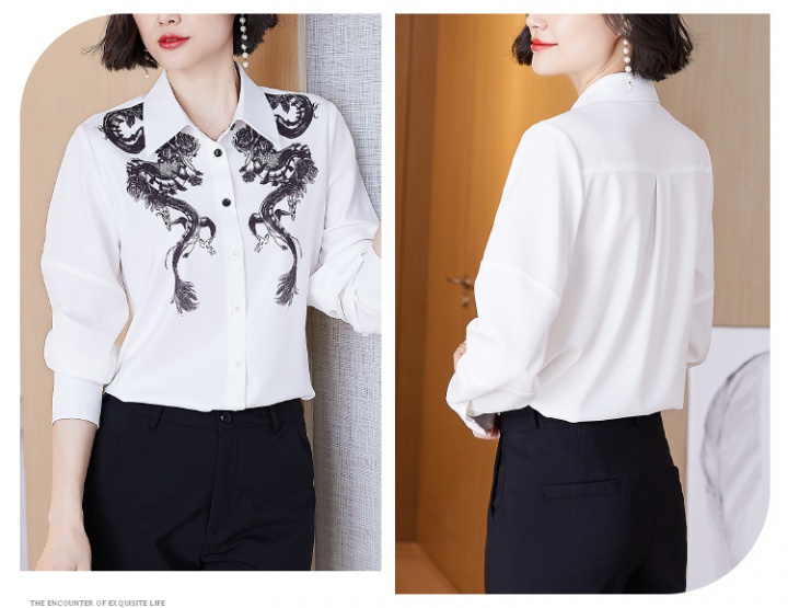 Fashion retro shirt spring printing tops for women