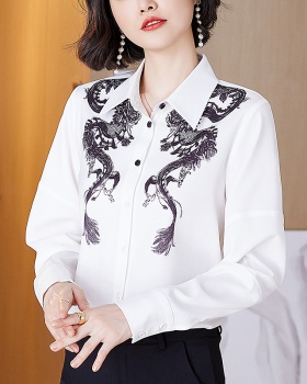 Fashion retro shirt spring printing tops for women