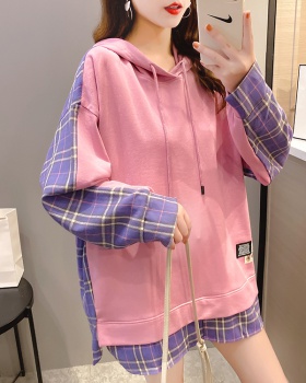 Long sleeve Pseudo-two fat mixed colors hoodie for women