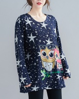 Owl stars T-shirt enlarge round neck tops