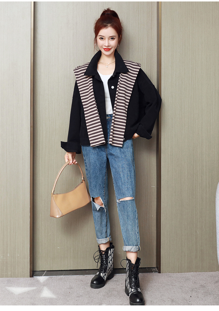 Korean style shawl spring denim jacket 2pcs set for women