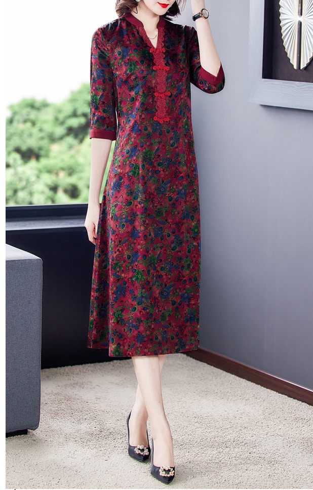 Retro Chinese style cheongsam spring long dress
