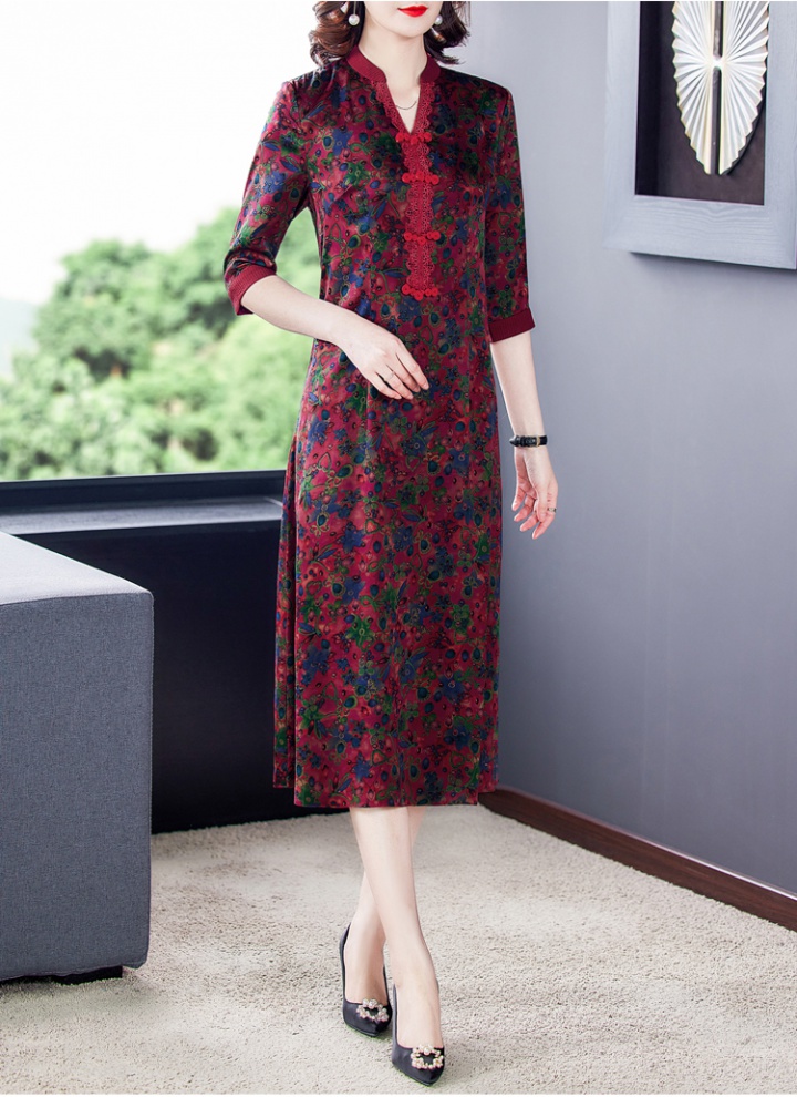 Retro Chinese style cheongsam spring long dress