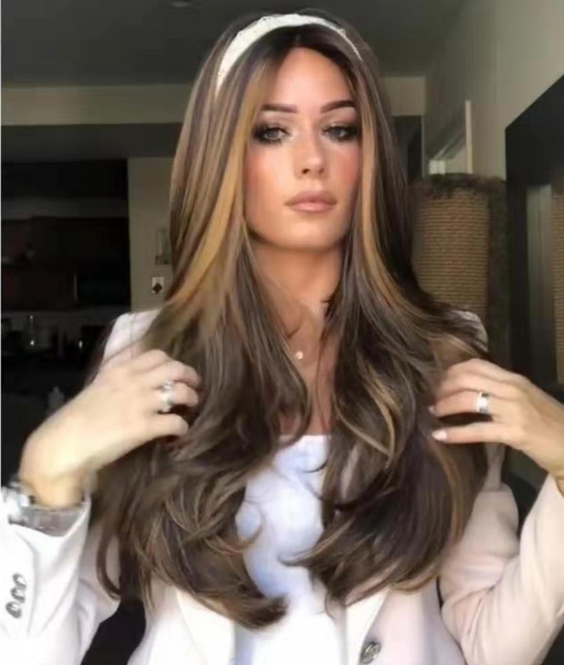 Rose long European style gradient wig for women