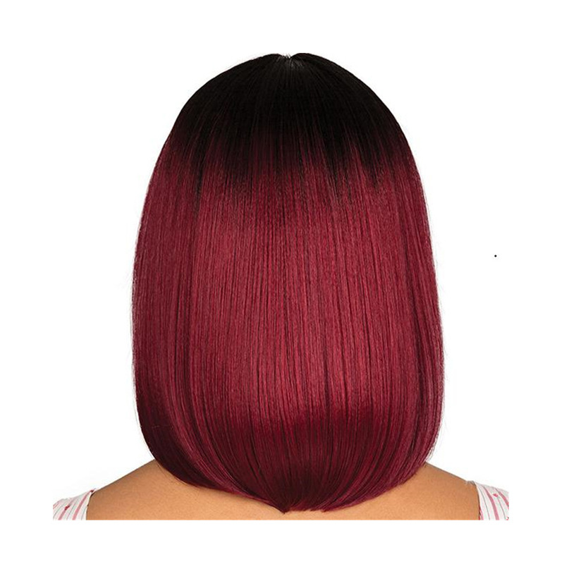Dyeing gradient straight hair black wig for women