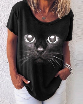 Round neck tops animal T-shirt for women